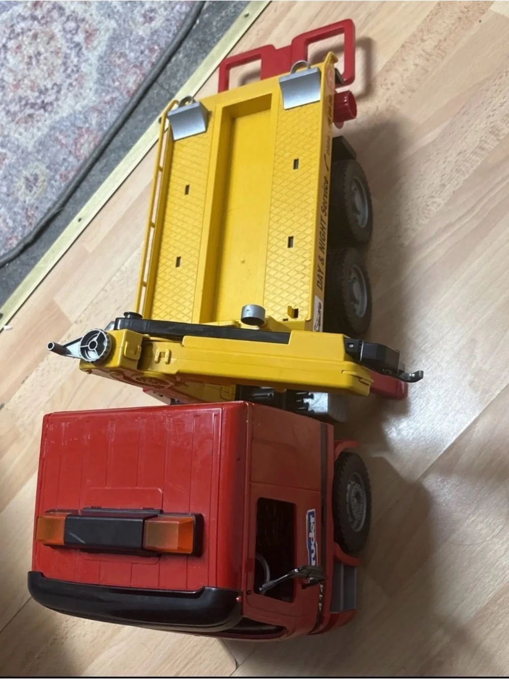 Bruder Red and Yellow Tow Crane Truck for Kids